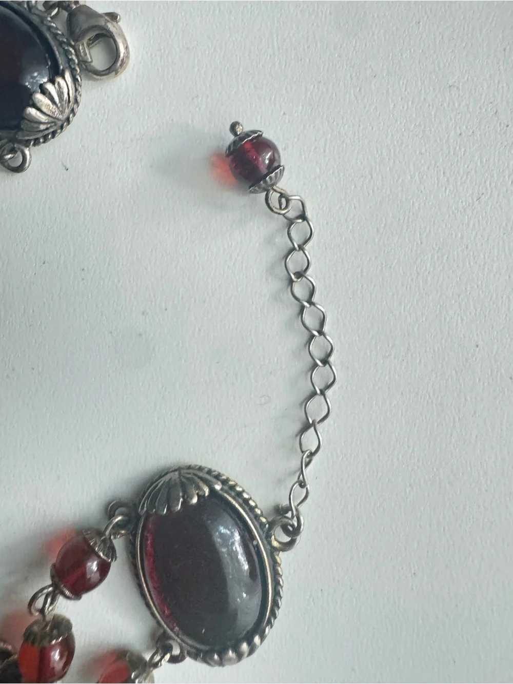 NYC Valerio 888 925 Sterling Silver Red Amber Adjustable Bracelet